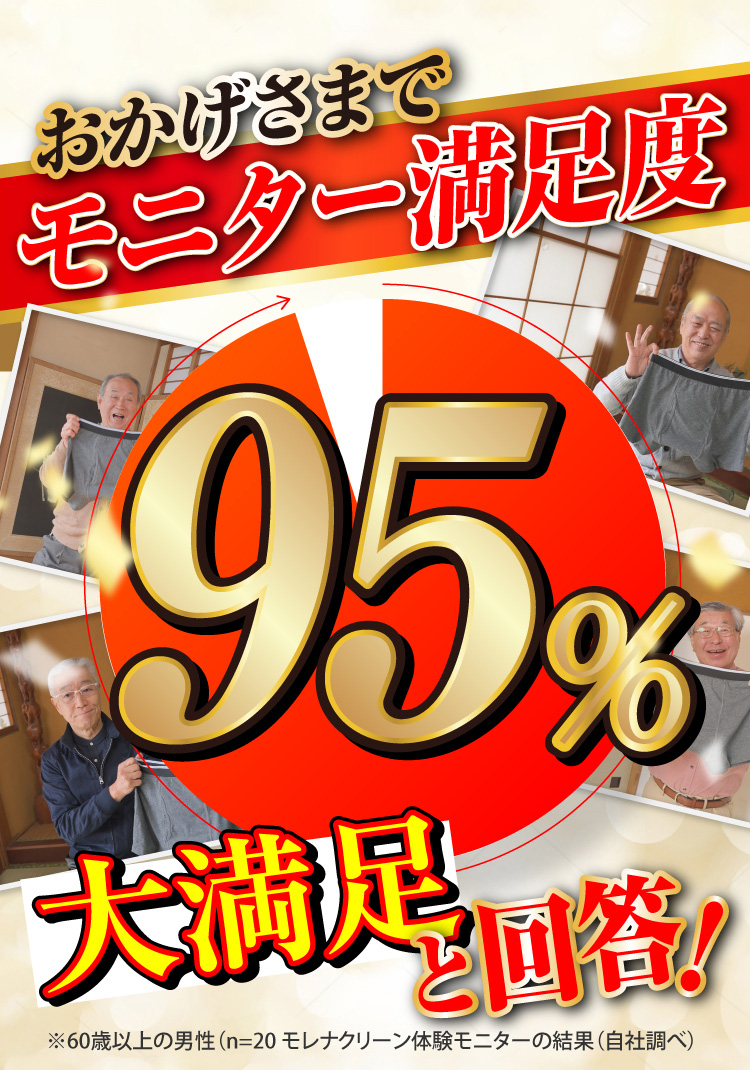 おかげさまでモニター満足度95% 大満足と回答！
