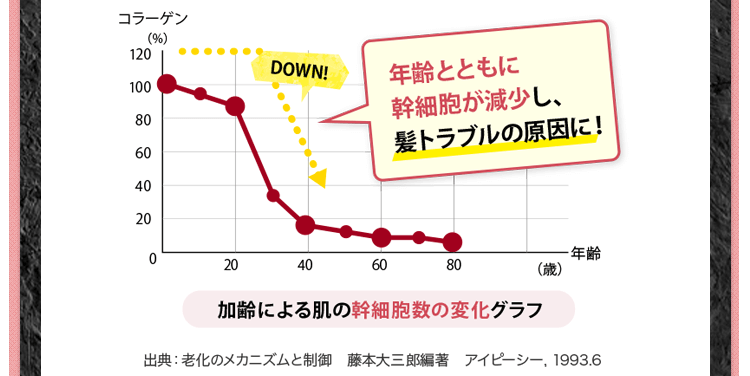 年齢とともに幹細胞が減少し、髪トラブルの原因に!