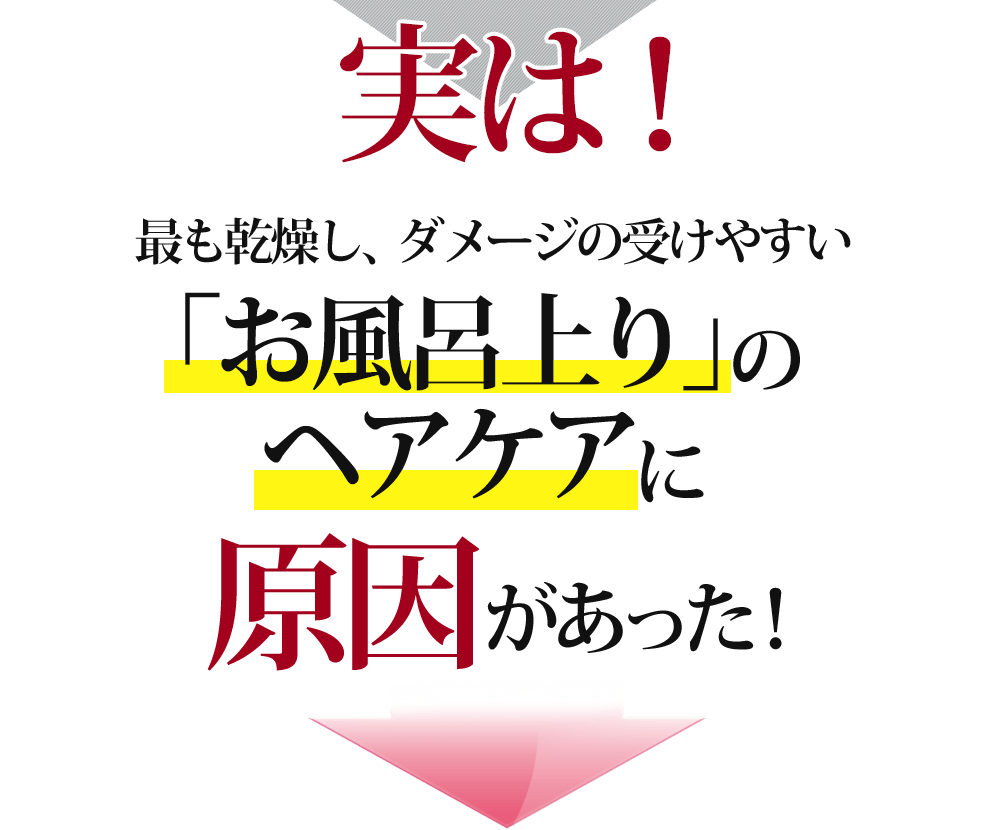 実は!最も乾燥し、ダメージの受けやすい「お風呂上り」のヘアケアに原因があった!